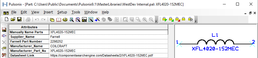 Library Editor with Imported Part